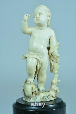 Ancienne statue sculpture Christ Enfant Mémento Mori Vanité Crane Flamand 17 ème