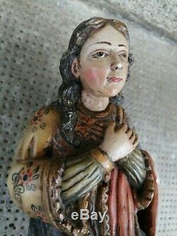 Ancienne statue sculpture albâtre vierge assomption alabaster virgin putti old