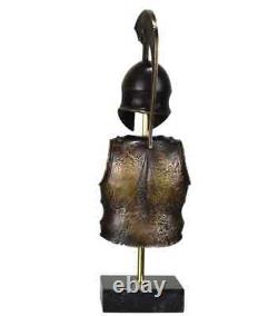 Ancienne statue sculpture art métal bronze véritable casque armure guerrier grec