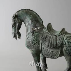 Ancienne statue sculpture cheval en laiton Chine artisanat H11 pouces