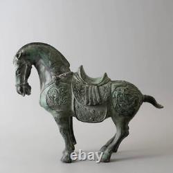 Ancienne statue sculpture cheval en laiton Chine artisanat H11 pouces