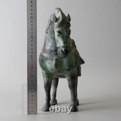 Ancienne statue sculpture cheval en laiton Chine artisanat H11 pouces