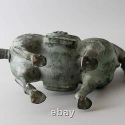 Ancienne statue sculpture cheval en laiton Chine artisanat H11 pouces