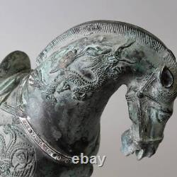 Ancienne statue sculpture cheval en laiton Chine artisanat H11 pouces