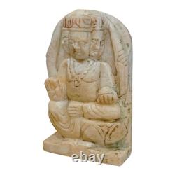 Ancienne statue / sculpture de Dieu Brahma en pierre de marbre sculptée à la