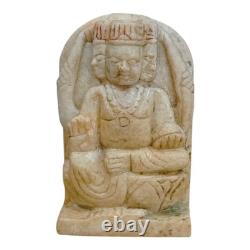 Ancienne statue / sculpture de Dieu Brahma en pierre de marbre sculptée à la