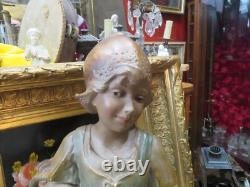 Ancienne statue sculpture en platre la petite laitiere epoque 1900 fillette