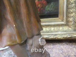 Ancienne statue sculpture en platre la petite laitiere epoque 1900 fillette