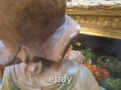 Ancienne statue sculpture en platre la petite laitiere epoque 1900 fillette