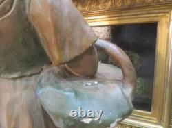 Ancienne statue sculpture en platre la petite laitiere epoque 1900 fillette