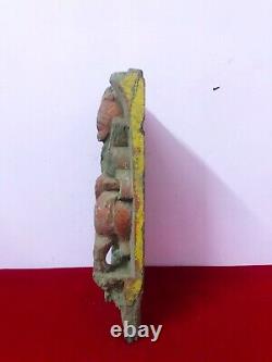 Ancienne statue sculpture murale panneau bois temple hindou Narasimha Swamy L