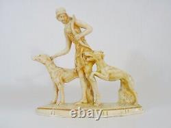 Ancienne statue sculpture plâtre patiné Diane Chasseresse Art Déco