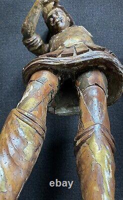 Ancienne statue sculpture religieuse en bois doré XVIIè saint église reliquaire