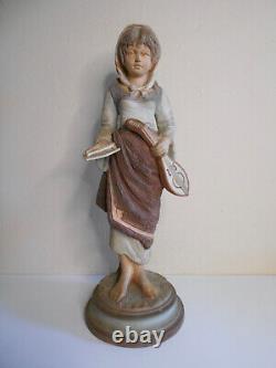Ancienne statue scuplture terre cuite terracotta femme sty Goldscheider 3 points