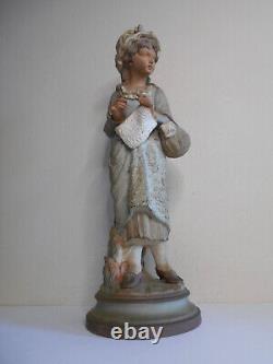 Ancienne statue scuplture terre cuite terracotta femme sty Goldscheider 3 points