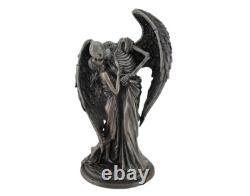 Ancienne statue squelette ailé Kiss of Death, 25 cm/10, bronze coulé à froid