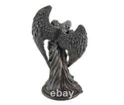 Ancienne statue squelette ailé Kiss of Death, 25 cm/10, bronze coulé à froid