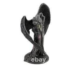Ancienne statue squelette ailé Kiss of Death, 25 cm/10, bronze coulé à froid