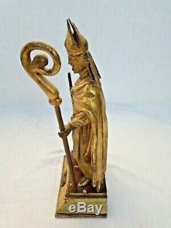 Ancienne statuette en bois doré. Probablement Saint Eloi. XVIII ème