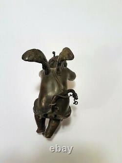 Ancienne statuette sculpture angelot amour putto chérubin bronze