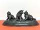 Ancienne Statuette Statue Sc&egrave;ne De 3 Chats Chatons Joueurs