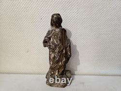 Ancienne statut en bois doré représentant la vierge à l'enfant XVIIe ou avant