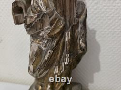 Ancienne statut en bois doré représentant la vierge à l'enfant XVIIe ou avant