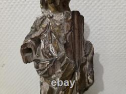 Ancienne statut en bois doré représentant la vierge à l'enfant XVIIe ou avant