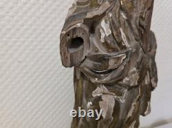 Ancienne statut en bois doré représentant la vierge à l'enfant XVIIe ou avant