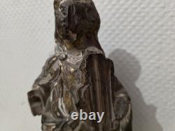 Ancienne statut en bois doré représentant la vierge à l'enfant XVIIe ou avant