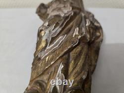 Ancienne statut en bois doré représentant la vierge à l'enfant XVIIe ou avant