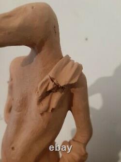 Ancienne superbe Statue Sculpture Terre Modelage Chimère Medecin Peste Venise