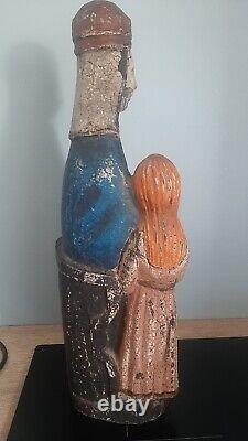 Ancienne vierge Sainte Anne à l' enfant statue religieuse sculpture