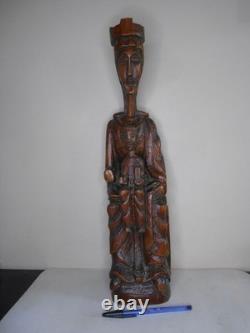 Ancienne vierge enfant bois sculpté style moyen age haute époque Auvergne 49 cm