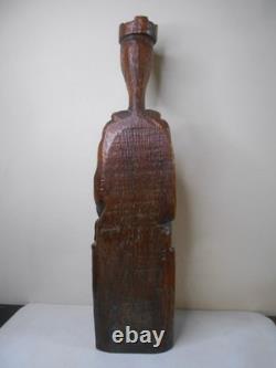 Ancienne vierge enfant bois sculpté style moyen age haute époque Auvergne 49 cm