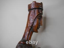 Ancienne vierge enfant bois sculpté style moyen age haute époque Auvergne 49 cm