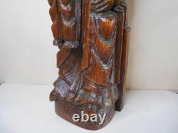 Ancienne vierge enfant bois sculpté style moyen age haute époque Auvergne 49 cm