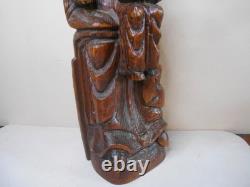 Ancienne vierge enfant bois sculpté style moyen age haute époque Auvergne 49 cm
