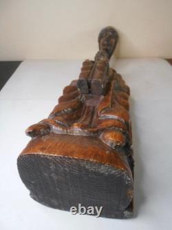 Ancienne vierge enfant bois sculpté style moyen age haute époque Auvergne 49 cm