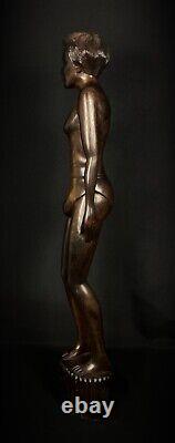 Ancienne vintage grande sculpture Malgache en bois de Palissandre fait main