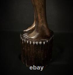 Ancienne vintage grande sculpture Malgache en bois de Palissandre fait main