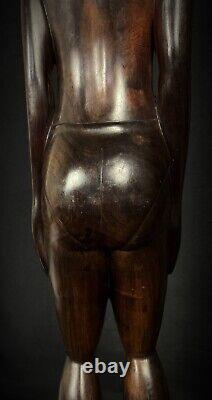 Ancienne vintage grande sculpture Malgache en bois de Palissandre fait main