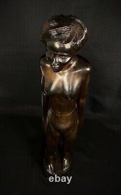 Ancienne vintage grande sculpture Malgache en bois de Palissandre fait main