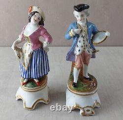 Anciennes figurines / statuettes / tulipiers, couple, polychrome