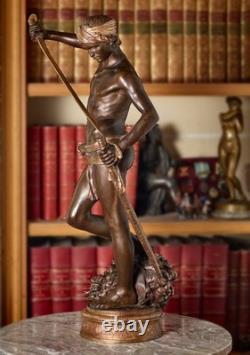 Anthonin Mercié. Bronze ancien Barbedienne.''David et Goliath'' 71 cm