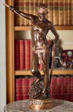 Anthonin Mercié. Bronze ancien Barbedienne.''David et Goliath'' 71 cm