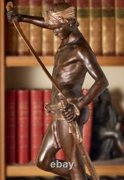 Anthonin Mercié. Bronze ancien Barbedienne.''David et Goliath'' 71 cm