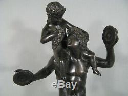 Antique Faune Satyre Aux Cymbales Bacchus Dyonisos Sculpture Ancienne Bronze