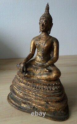 Antique ancien bronze BUDDHA BOUDDHA Maravijaya Siam Thaïlande 19e 19th c