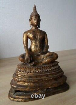 Antique ancien bronze BUDDHA BOUDDHA Maravijaya Siam Thaïlande 19e 19th c